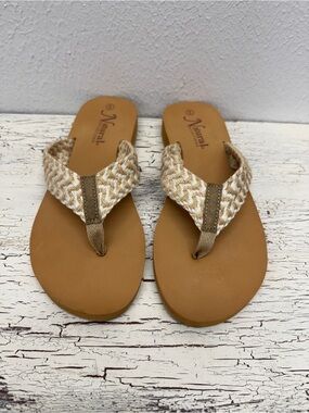 Natural Reflections Women's Tan Braided Thong Sandals Size 9M